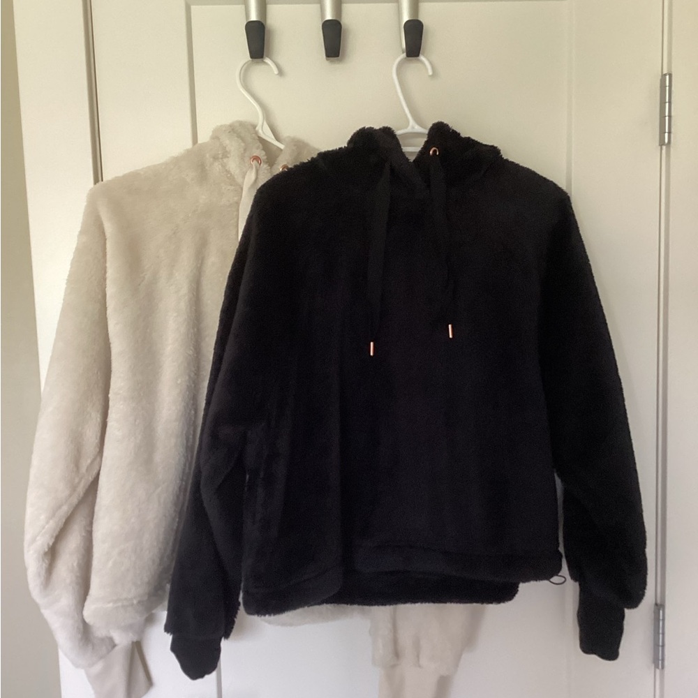 Old Navy Black and Cream Fleece Hoodies